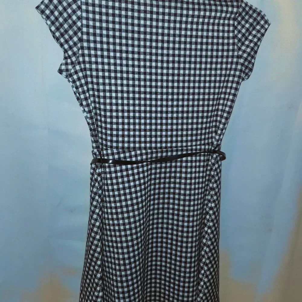 NWT The Children’s Place Girls Size 12 Black & White Gingham Belted Dress